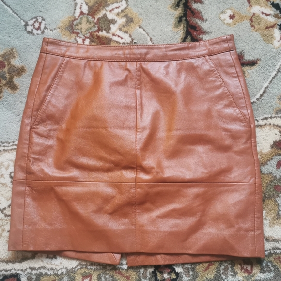 Brown Leather Mini Skirt - Picture 3 of 8